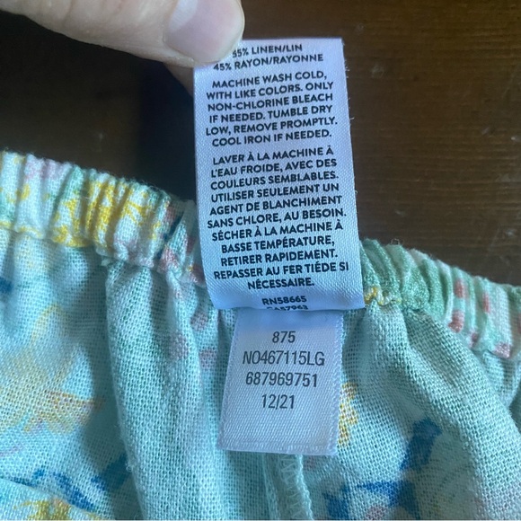 Nordstrom Girl's Linen Blend Wide Leg Floral Overalls Pockets Tie Straps Size 8 - Picture 9 of 13